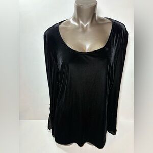 Linea Donatella Black Velvet Long Sleeve Top
